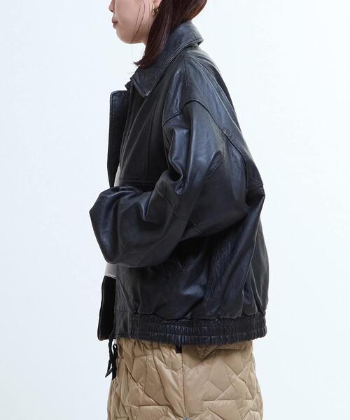 VINTAGE-LIKE SHEEP LEATHER ZIP BLOUSON（ライダースジャケット