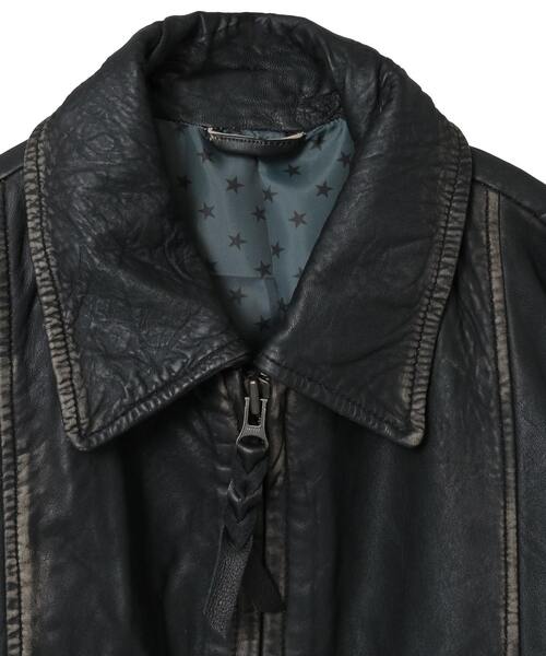 VINTAGELIKE SHEEP LEATHER ZIP BLOUSON（ライダースジャケット