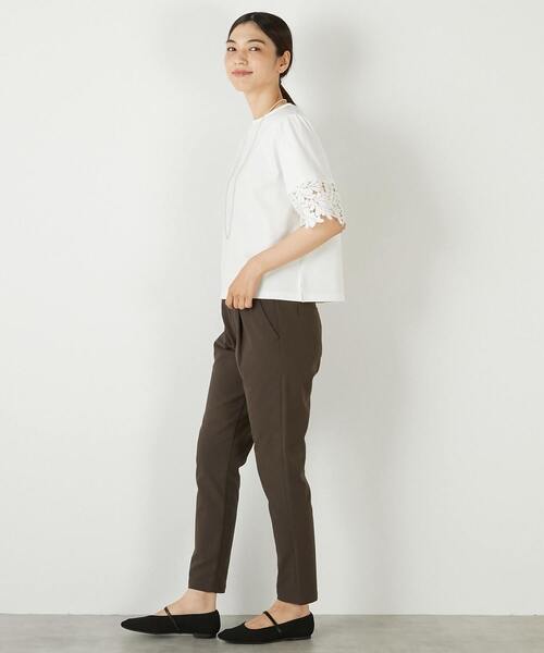 MELROSE claire（メルローズ クレール）の「【ケミカルレース切替スリーブプルオーバー】（Tシャツ/カットソー・レディース・オフホワイト/ブラック・FREE）」の4枚目の写真