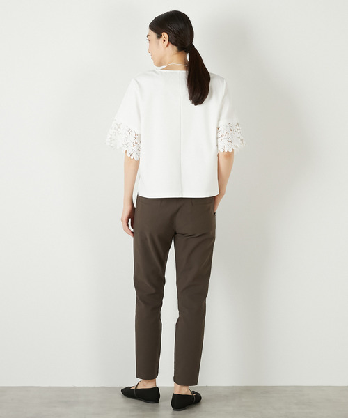 MELROSE claire（メルローズ クレール）の「【ケミカルレース切替スリーブプルオーバー】（Tシャツ/カットソー・レディース・オフホワイト/ブラック・FREE）」の6枚目の写真