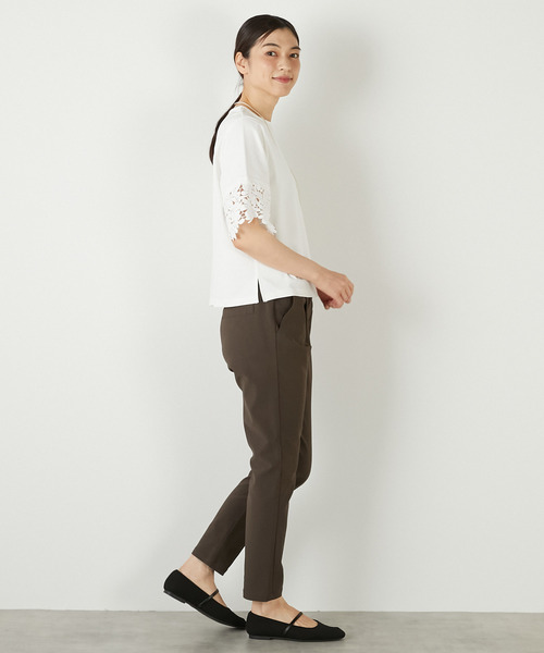 MELROSE claire（メルローズ クレール）の「【ケミカルレース切替スリーブプルオーバー】（Tシャツ/カットソー・レディース・オフホワイト/ブラック・FREE）」の8枚目の写真