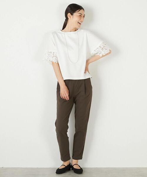 MELROSE claire（メルローズ クレール）の「【ケミカルレース切替スリーブプルオーバー】（Tシャツ/カットソー・レディース・オフホワイト/ブラック・FREE）」の10枚目の写真