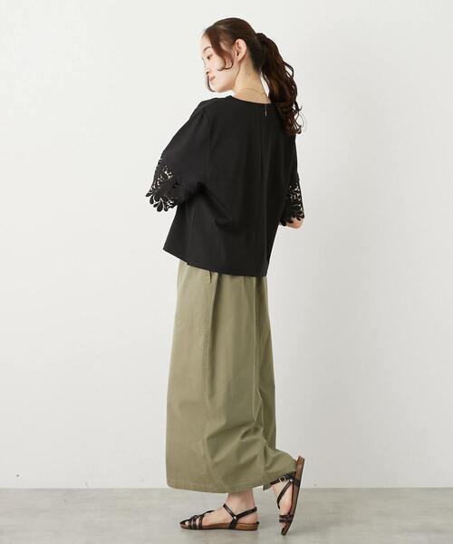 MELROSE claire（メルローズ クレール）の「【ケミカルレース切替スリーブプルオーバー】（Tシャツ/カットソー・レディース・オフホワイト/ブラック・FREE）」の15枚目の写真