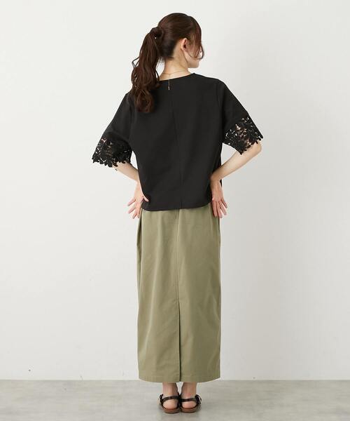 MELROSE claire（メルローズ クレール）の「【ケミカルレース切替スリーブプルオーバー】（Tシャツ/カットソー・レディース・オフホワイト/ブラック・FREE）」の16枚目の写真