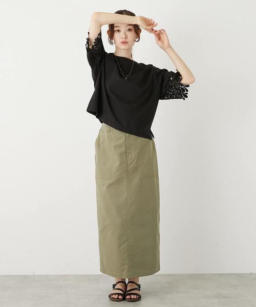 MELROSE claire（メルローズ クレール）の「【ケミカルレース切替スリーブプルオーバー】（Tシャツ/カットソー・レディース・オフホワイト/ブラック・FREE）」の18枚目の写真