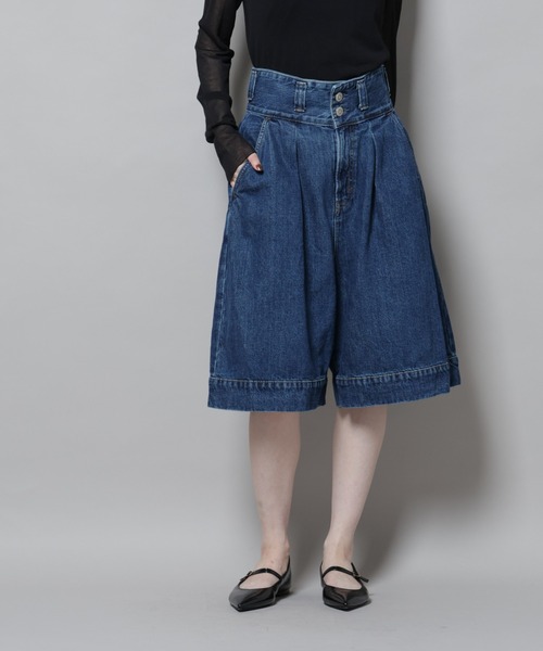 SOMETHING(サムシング)の「SOMETHING/TLEB HALF PANTS(デニムパンツ・レディース・ブルー・M)」の1枚目の写真