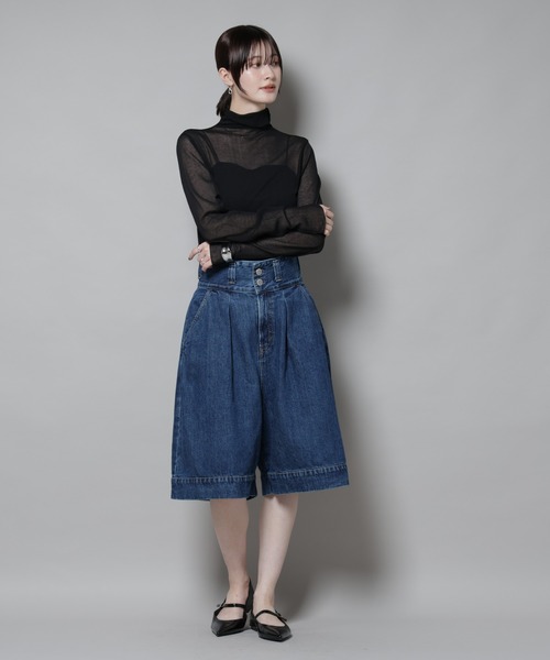 SOMETHING(サムシング)の「SOMETHING/TLEB HALF PANTS(デニムパンツ・レディース・ブルー・M)」の3枚目の写真