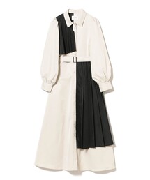 異素材 配色シャツ ワンピース