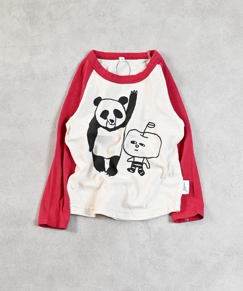 JIPPON（ジポン）の「ラグランパンダロンＴ/日本製（Tシャツ/カットソー・キッズ・チャコール/ライトグリーン/レッド/ブルー・100/140/130/95/90/80/120/110）」の4枚目の写真