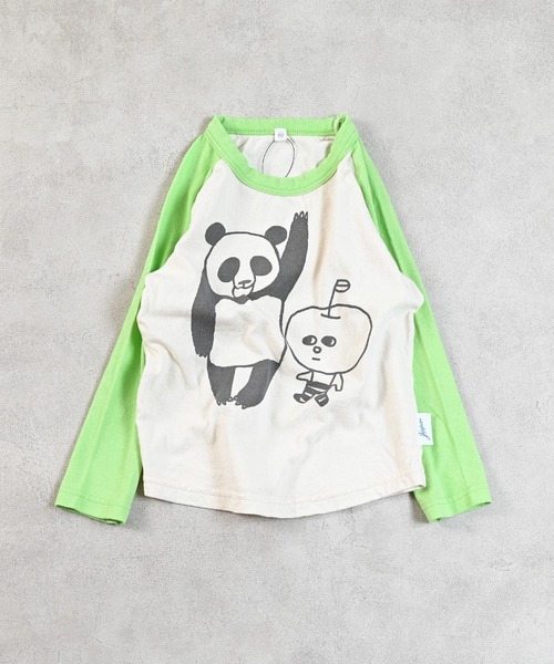 JIPPON（ジポン）の「ラグランパンダロンＴ/日本製（Tシャツ/カットソー・キッズ・チャコール/ライトグリーン/レッド/ブルー・100/140/130/95/90/80/120/110）」の2枚目の写真