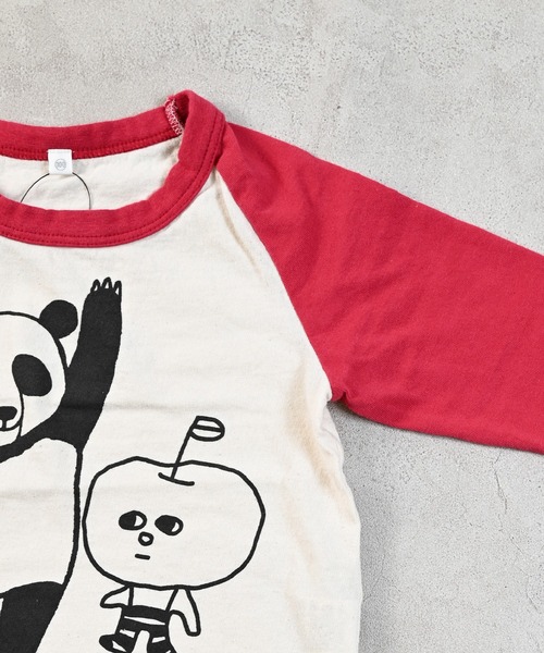 JIPPON（ジポン）の「ラグランパンダロンＴ/日本製（Tシャツ/カットソー・キッズ・チャコール/ライトグリーン/レッド/ブルー・100/140/130/95/90/80/120/110）」の6枚目の写真