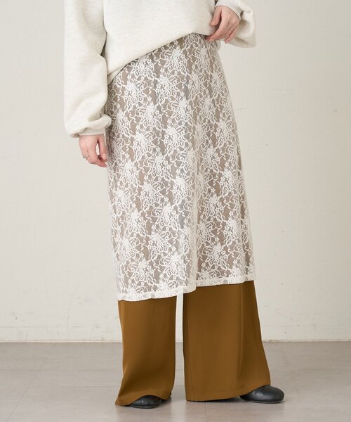 Omekashi（オメカシ）の「ストレッチレーススカート（スカート・レディース・オフホワイト/ブラック・FREE）」の3枚目の写真