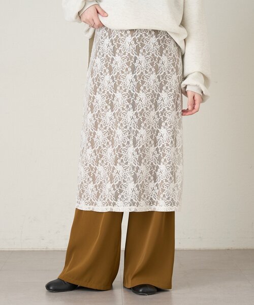 Omekashi（オメカシ）の「ストレッチレーススカート（スカート・レディース・オフホワイト/ブラック・FREE）」の5枚目の写真