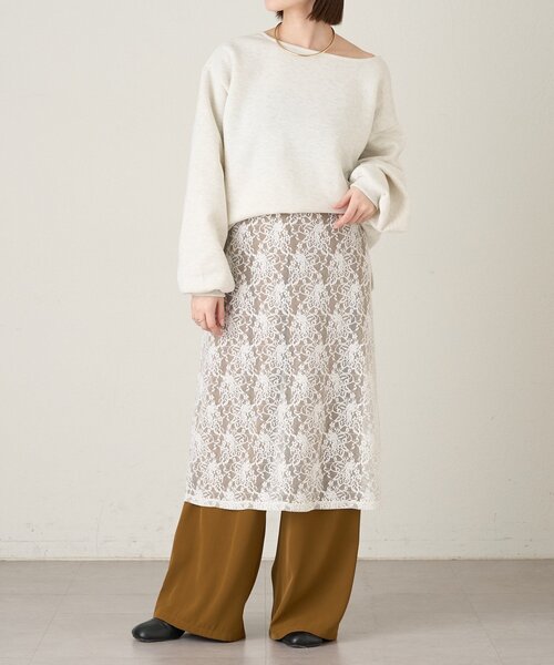 Omekashi（オメカシ）の「ストレッチレーススカート（スカート・レディース・オフホワイト/ブラック・FREE）」の9枚目の写真