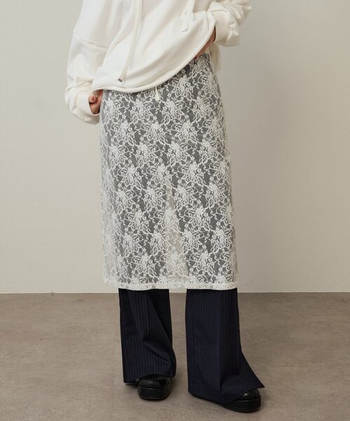 Omekashi（オメカシ）の「ストレッチレーススカート（スカート・レディース・オフホワイト/ブラック・FREE）」の14枚目の写真