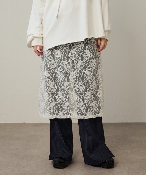 Omekashi（オメカシ）の「ストレッチレーススカート（スカート・レディース・オフホワイト/ブラック・FREE）」の15枚目の写真