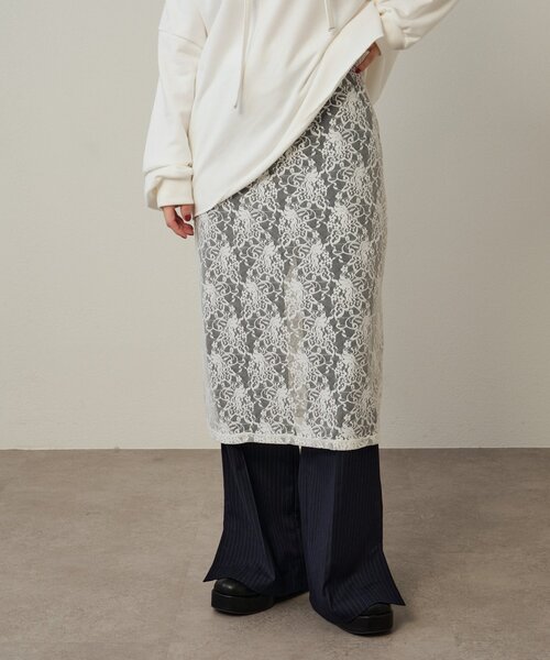 Omekashi（オメカシ）の「ストレッチレーススカート（スカート・レディース・オフホワイト/ブラック・FREE）」の16枚目の写真