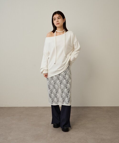 Omekashi（オメカシ）の「ストレッチレーススカート（スカート・レディース・オフホワイト/ブラック・FREE）」の22枚目の写真