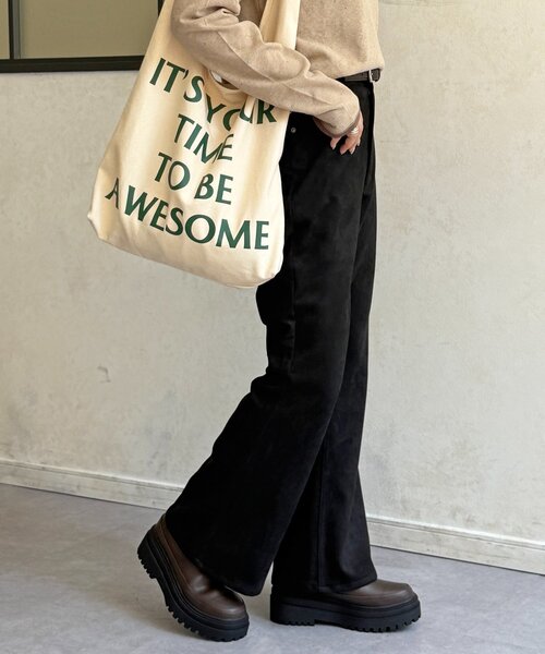 CPCM（シーピーシーエム）の「【PIPI監修】【新素材追加】フェイクスエードフレアパンツ（その他パンツ・レディース・アイボリー/ブラック/ブラウン/ブラック系その他/グレー/カーキ・SMALL/MEDIUM）」の20枚目の写真