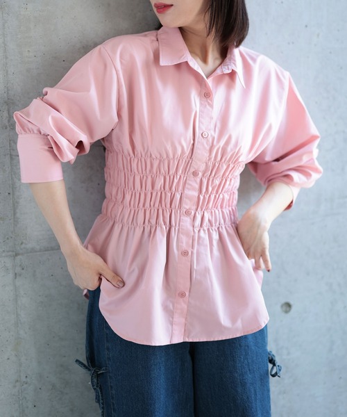 ブロードシャーリングシャツ【大きいサイズ対応】（シャツ/ブラウス