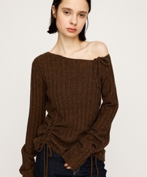 SLY | 【限定カラーあり】GATHER RIBBON KNIT TOPS ギャザー リボン ニットトップス 秋服 冬服(ニット/セーター)