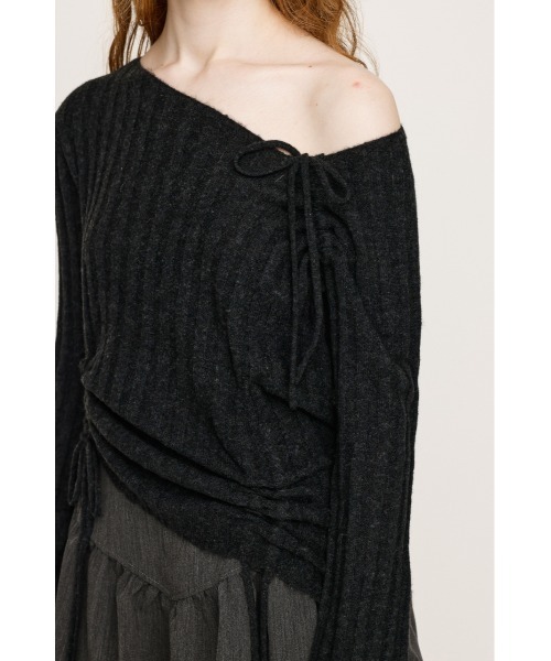 SLY（スライ）の「【限定カラーあり】GATHER RIBBON KNIT TOPS ギャザー リボン ニットトップス 秋服 冬服（ニット/セーター・レディース・ライトブルー/杢グレー/ホワイト/ライトブラック/ブラウン・FREE）」の13枚目の写真