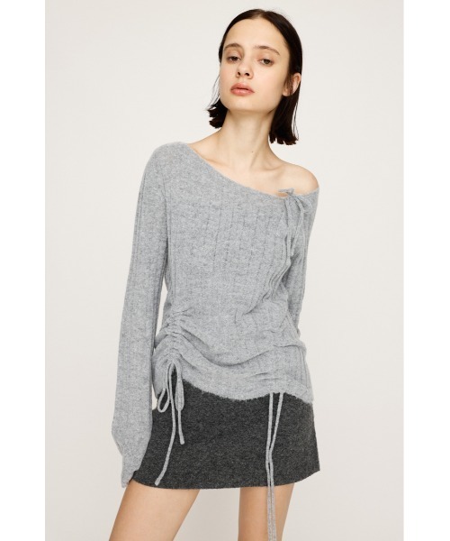 SLY（スライ）の「【限定カラーあり】GATHER RIBBON KNIT TOPS ギャザー リボン ニットトップス 秋服 冬服（ニット/セーター・レディース・ライトブルー/杢グレー/ホワイト/ライトブラック/ブラウン・FREE）」の17枚目の写真