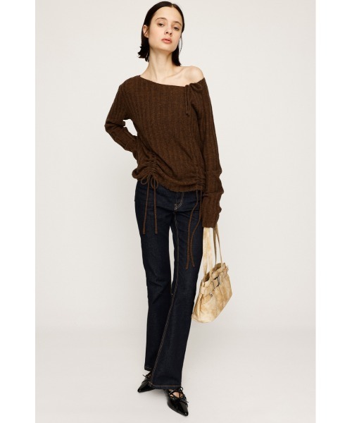 SLY（スライ）の「【限定カラーあり】GATHER RIBBON KNIT TOPS ギャザー リボン ニットトップス 秋服 冬服（ニット/セーター・レディース・ライトブルー/杢グレー/ホワイト/ライトブラック/ブラウン・FREE）」の20枚目の写真
