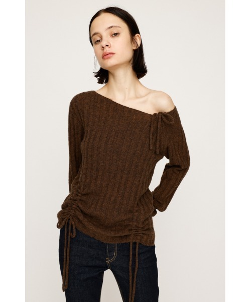 SLY（スライ）の「【限定カラーあり】GATHER RIBBON KNIT TOPS ギャザー リボン ニットトップス 秋服 冬服（ニット/セーター・レディース・ライトブルー/杢グレー/ホワイト/ライトブラック/ブラウン・FREE）」の19枚目の写真