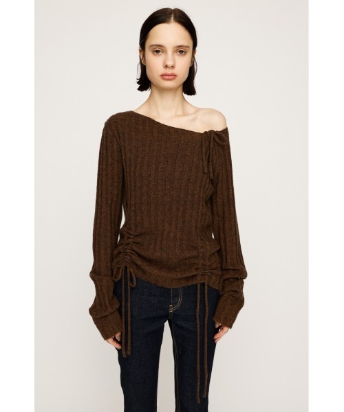 SLY（スライ）の「【限定カラーあり】GATHER RIBBON KNIT TOPS ギャザー リボン ニットトップス 秋服 冬服（ニット/セーター・レディース・ライトブルー/杢グレー/ホワイト/ライトブラック/ブラウン・FREE）」の21枚目の写真