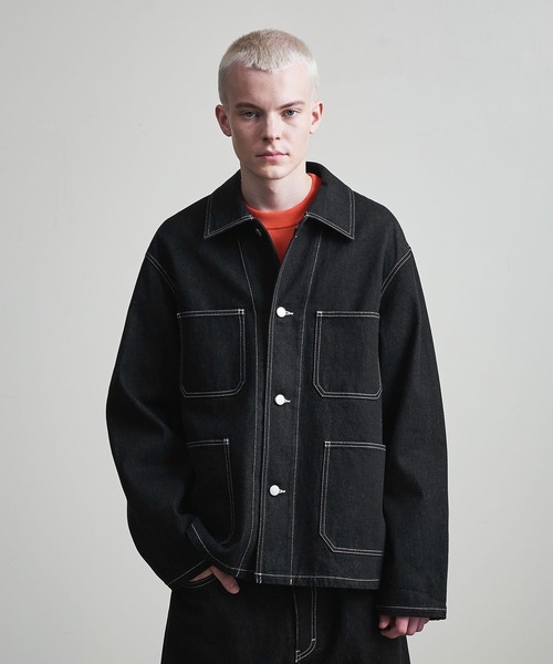 ヴィンテージ　デニムジャケット　カバーオール　ビッグシルエット　マルチポケット ビッグシルエットシンチバックデザインデニムジャケット MONO