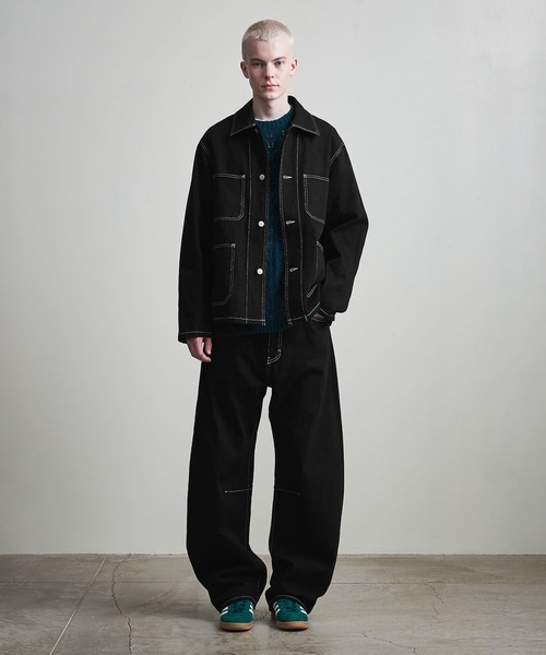 ⭐︎H⭐︎ラポドゥジェム　デニムカバーオール　ブラック LA PEAU DE GEM /ブラックデニムカバーオール LA PEAU DE GEM