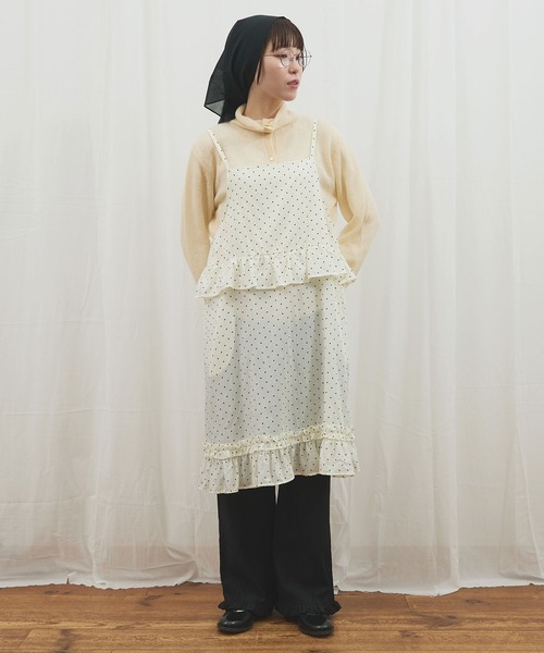 fig London(フィグロンドン)の「_CottonCupra twill mini dress(ワンピース・レディース・ブラック/ドット・FREE)」の1枚目の写真