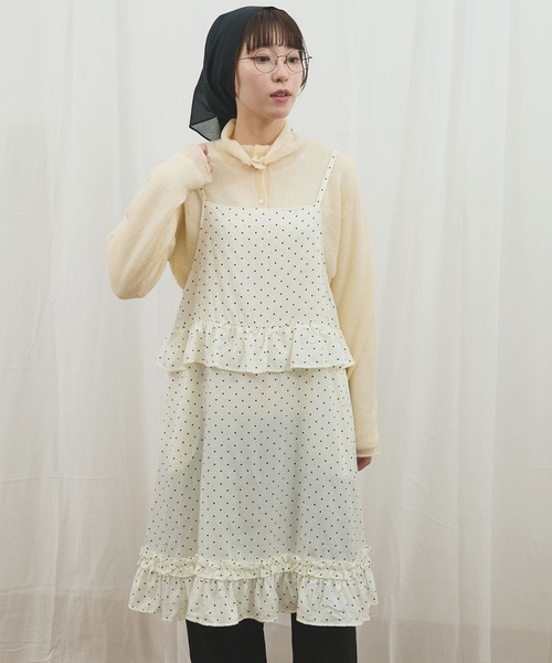 fig London(フィグロンドン)の「_CottonCupra twill mini dress(ワンピース・レディース・ブラック/ドット・FREE)」の3枚目の写真