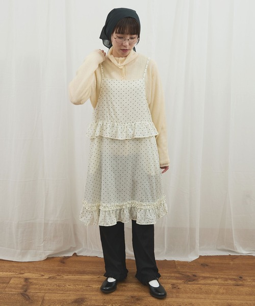 fig London(フィグロンドン)の「_CottonCupra twill mini dress(ワンピース・レディース・ブラック/ドット・FREE)」の6枚目の写真