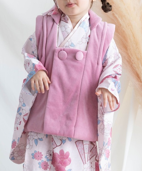 美品　写真撮影着用のみ　七五三　三才　女の子　着物　被布　セット kyoto-miyabi_r43-11xx