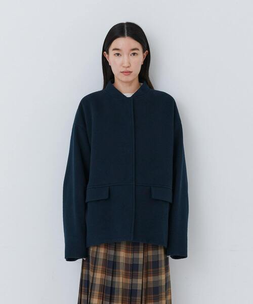 conges payes ADIEU TRISTESSE（コンジェ ペイエ アデュートリステス）の「【12月ベストセラーブランド内5位】ウールビーバーショートコート（その他アウター・レディース・ネイビー/ブラック・38）」の7枚目の写真