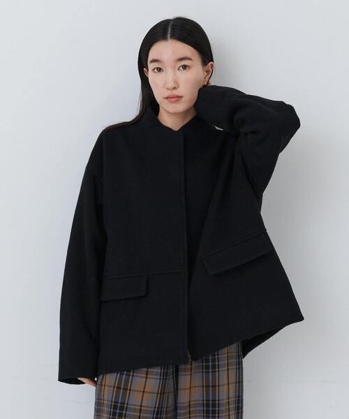 conges payes ADIEU TRISTESSE（コンジェ ペイエ アデュートリステス）の「【12月ベストセラーブランド内5位】ウールビーバーショートコート（その他アウター・レディース・ネイビー/ブラック・38）」の17枚目の写真