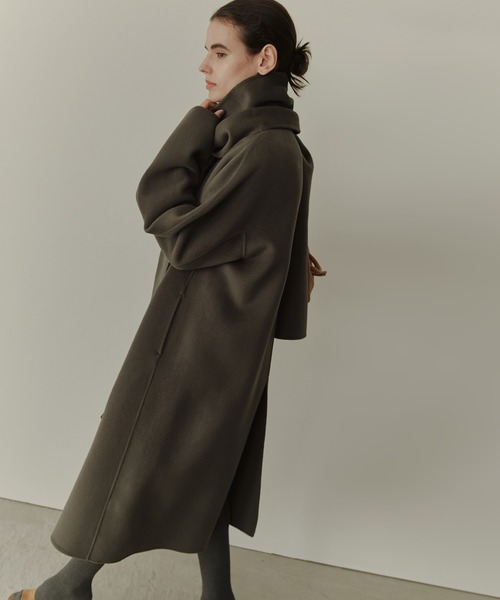 ダブルフェイスラップコートw/マッチングスカーフ / Double-Face Wrap