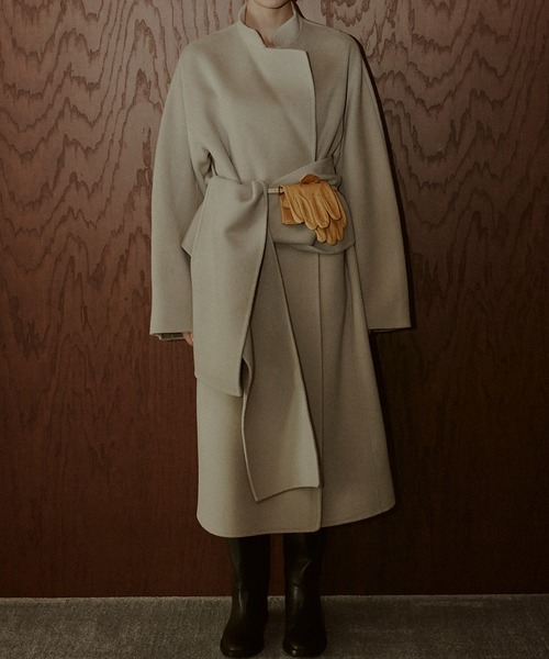 LE CIEL BLEU（ルシェルブルー）の「ダブルフェイスラップコートw/マッチングスカーフ / Double-Face Wrap Coat w/Matching Scarf（その他アウター・レディース・ライトベージュ/グレー/ネイビー・36/34）」の18枚目の写真