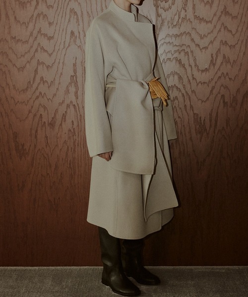 ダブルフェイスラップコートw/マッチングスカーフ / Double-Face Wrap