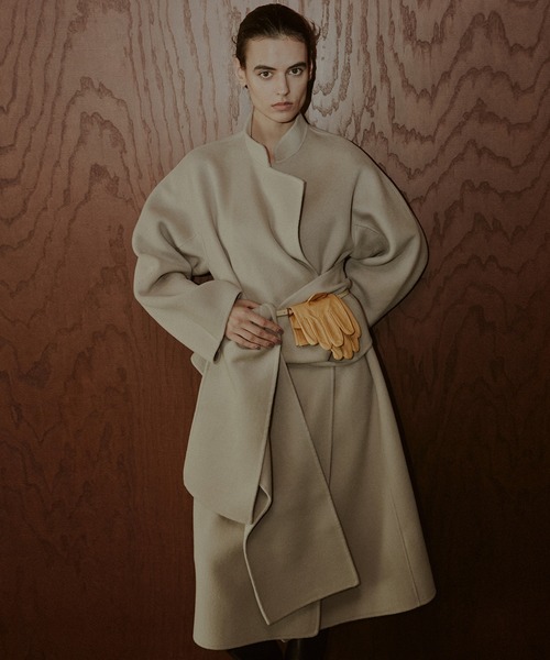 ダブルフェイスラップコートw/マッチングスカーフ / Double-Face Wrap