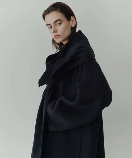 ダブルフェイスラップコートw/マッチングスカーフ / Double-Face Wrap