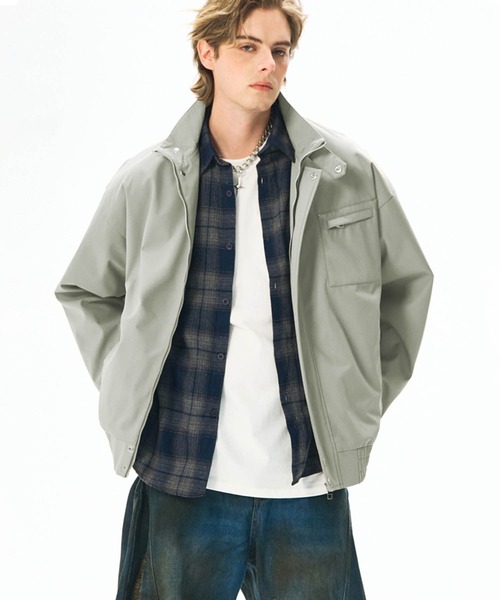 aimoha(アイモハ)の「aimoha men スタンドカラージップブルゾン/Stand collar zip blouson(ナイロンジャケット・メンズ・ブラック/ベージュ/グリーン・MEDIUM/LARGE)」の13枚目の写真