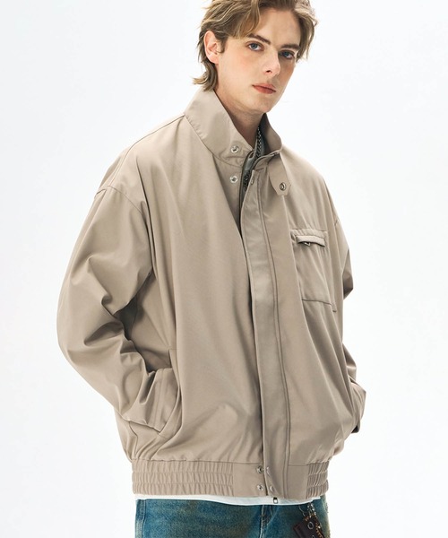 aimoha(アイモハ)の「aimoha men スタンドカラージップブルゾン/Stand collar zip blouson(ナイロンジャケット・メンズ・ブラック/ベージュ/グリーン・MEDIUM/LARGE)」の6枚目の写真