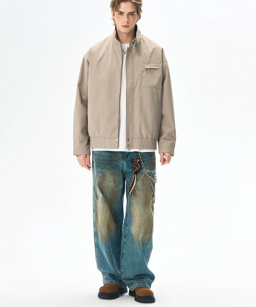aimoha(アイモハ)の「aimoha men スタンドカラージップブルゾン/Stand collar zip blouson(ナイロンジャケット・メンズ・ブラック/ベージュ/グリーン・MEDIUM/LARGE)」の21枚目の写真