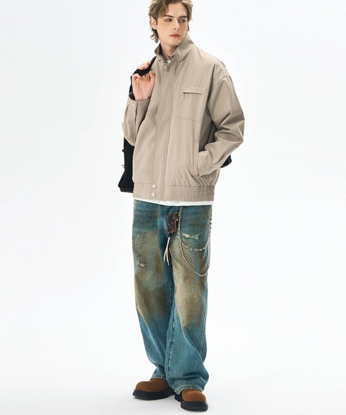 aimoha(アイモハ)の「aimoha men スタンドカラージップブルゾン/Stand collar zip blouson(ナイロンジャケット・メンズ・ブラック/ベージュ/グリーン・MEDIUM/LARGE)」の22枚目の写真