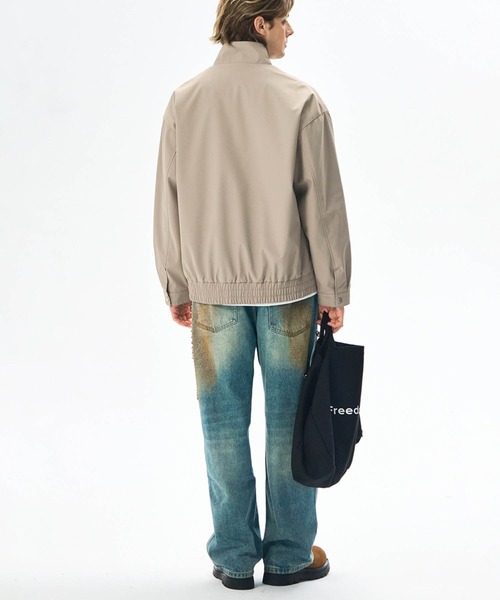 aimoha(アイモハ)の「aimoha men スタンドカラージップブルゾン/Stand collar zip blouson(ナイロンジャケット・メンズ・ブラック/ベージュ/グリーン・MEDIUM/LARGE)」の4枚目の写真