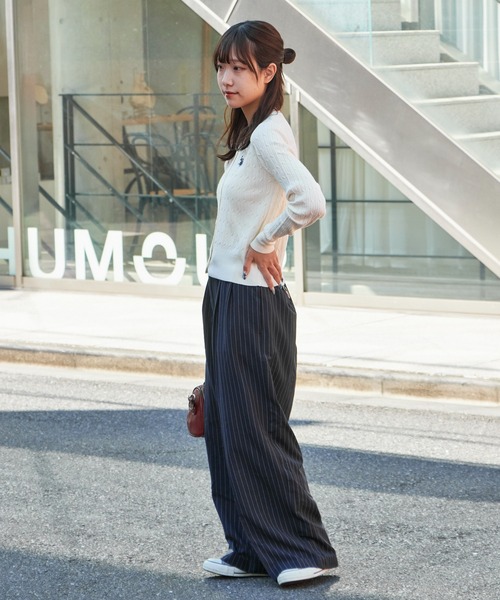 U.S. POLO ASSN.(ユーエスポロアッスン)の「U.S. POLO ASSN./ユーエスポロアッスン ワイドシルエット ケーブルカーディガン 冬服(カーディガン/ボレロ・レディース・アイボリー/ブルー/グレー・M/S)」の11枚目の写真