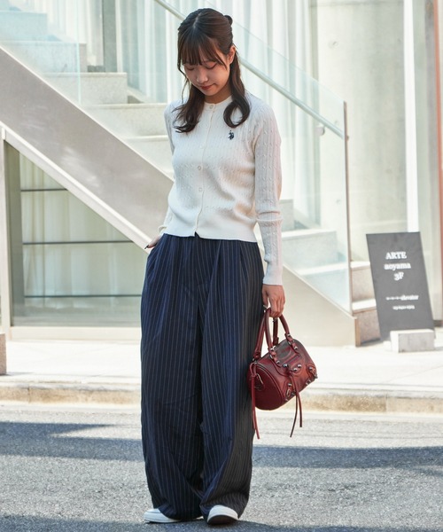 U.S. POLO ASSN.(ユーエスポロアッスン)の「U.S. POLO ASSN./ユーエスポロアッスン ワイドシルエット ケーブルカーディガン 冬服(カーディガン/ボレロ・レディース・アイボリー/ブルー/グレー・M/S)」の15枚目の写真